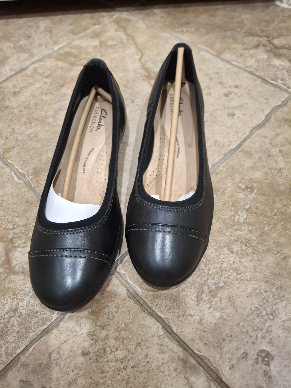 NIB Retail $85 Clarks Black Women's Leather Ballet Flats Style Meadow Opal - Picture 6 of 7